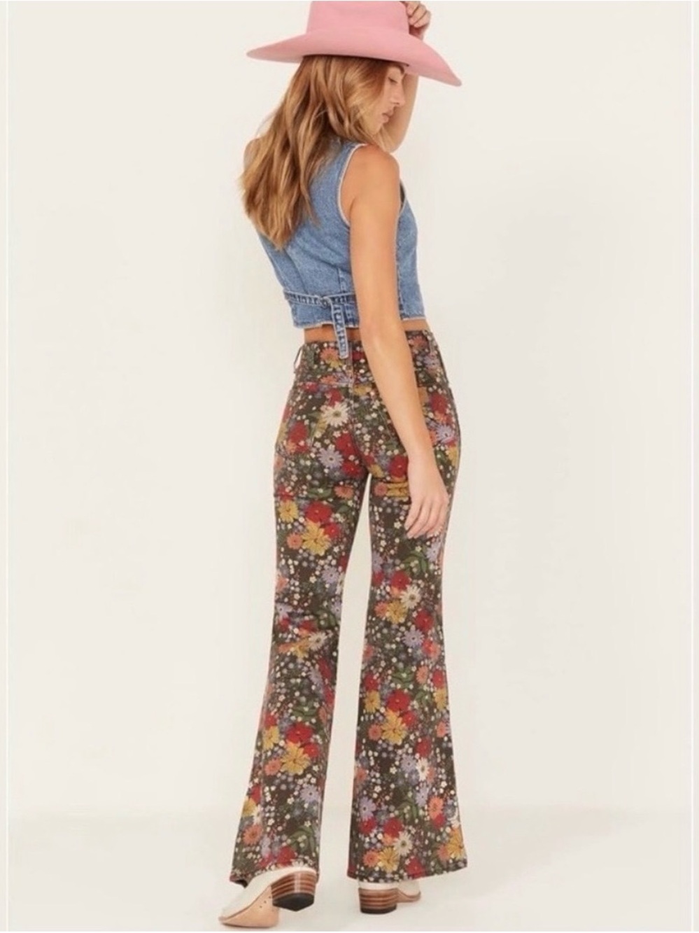 Wrangler X Free People Wanderer Flair Floral Wide Leg Jeans
